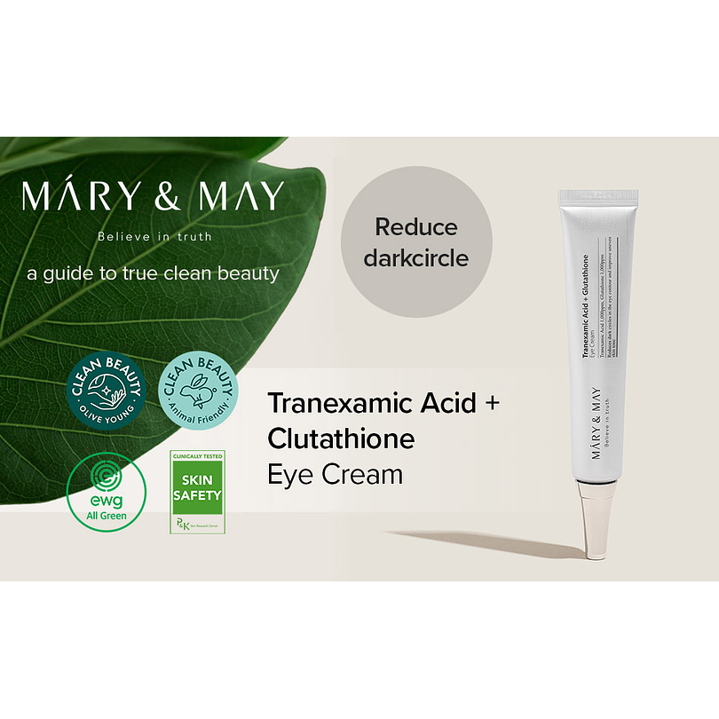Tranexamic Acid + Glutathione Eye Cream (Mary & May) -30ml Crema aclarante ojeras contorno ojos 11