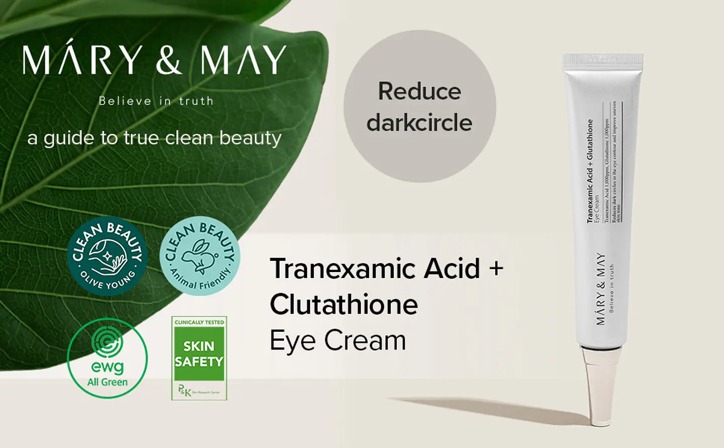 Tranexamic Acid + Glutathione Eye Cream (Mary & May) -30ml Crema aclarante ojeras contorno ojos 11