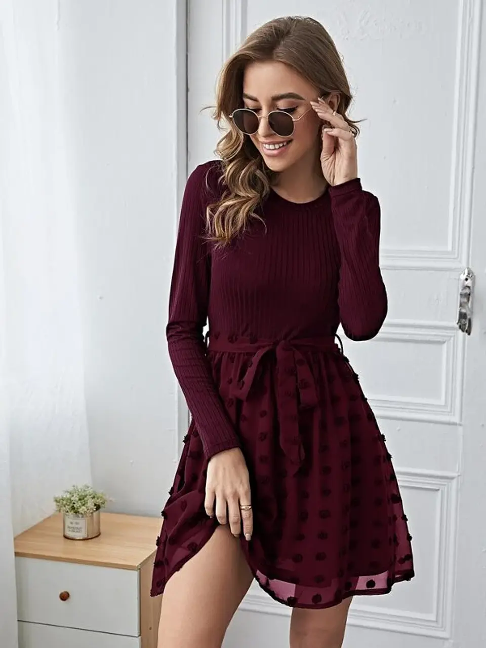 Vestido lunares manga larga 3