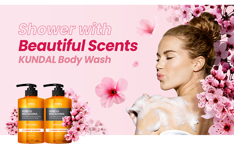 KUNDAL Body Wash Cherry Blossom (Kundal) -500ml Gel de ducha corporal 42% aloe vera