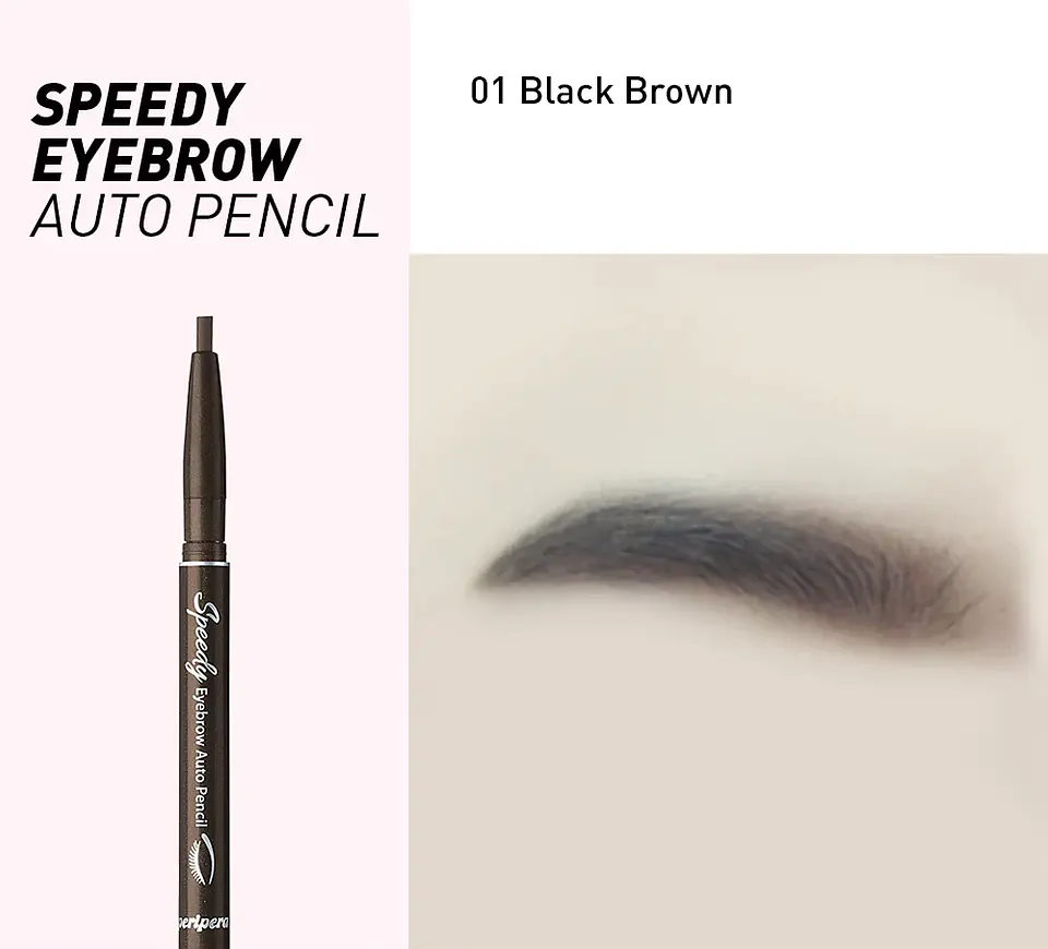 Speedy Eyebrow Auto Pencil Black Brown (Peripera) - Delineador de cejas  1