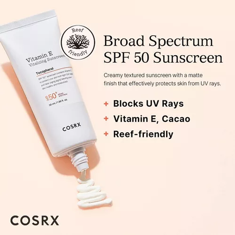 Vitamin E Vitalizing Sunscreen Tocopherol SPF 50+ (COSRX) Protector solar 5