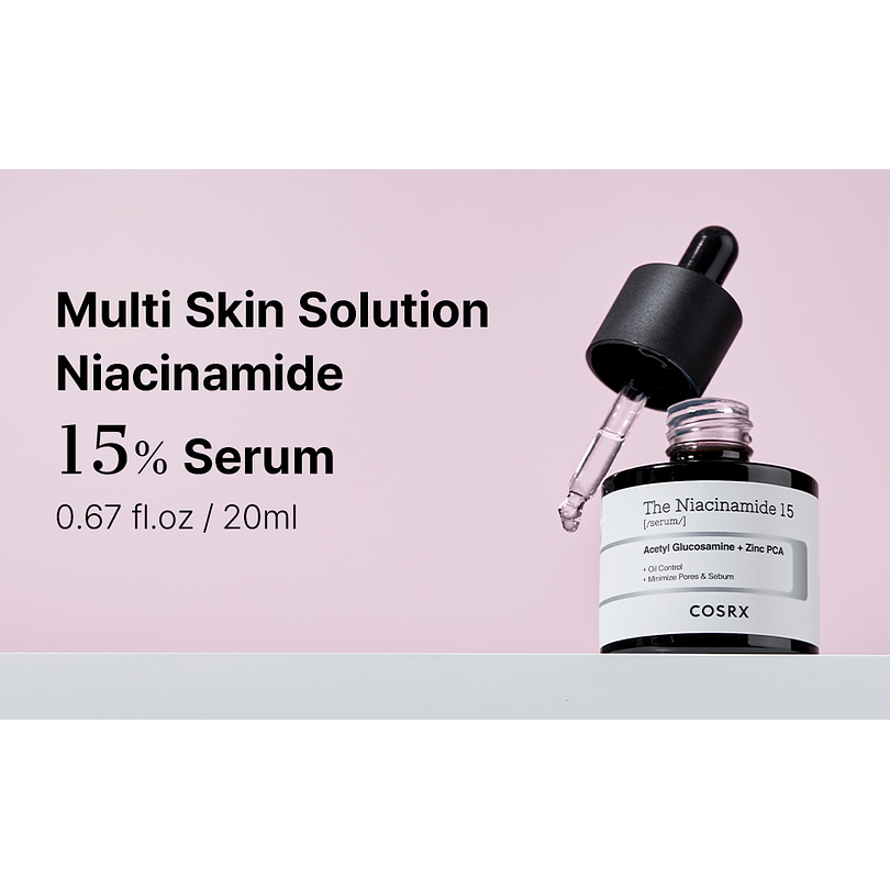 The Niacinamide 15 Serum (COSRX) -20ml Serum aclarante anti imperfecciones 15% niacinamida  y 1% zinc 6