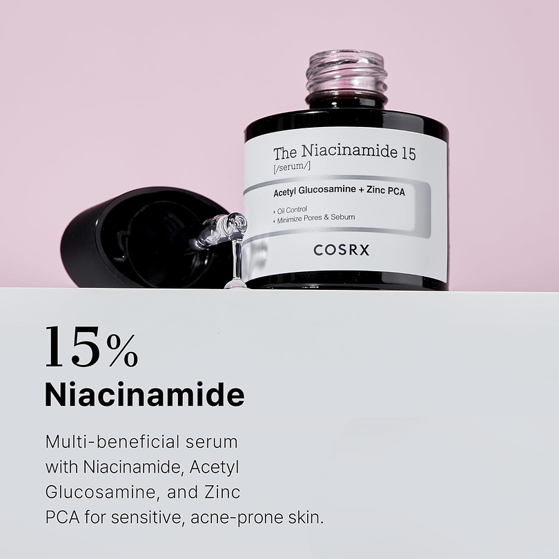 The Niacinamide 15 Serum (COSRX) -20ml Serum aclarante anti imperfecciones 15% niacinamida  y 1% zinc 3