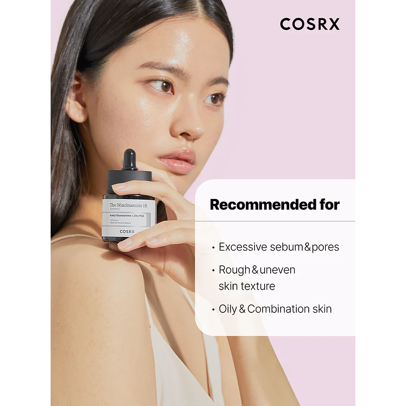 The Niacinamide 15 Serum (COSRX) -20ml Serum aclarante anti imperfecciones 15% niacinamida  y 1% zinc 12