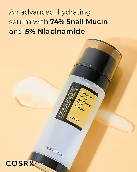 Advanced Snail Radiance Dual Essence (COSRX)  -80ml Esencia aclarante y regeneradora 74% baba de caracol y  5% niacinamida