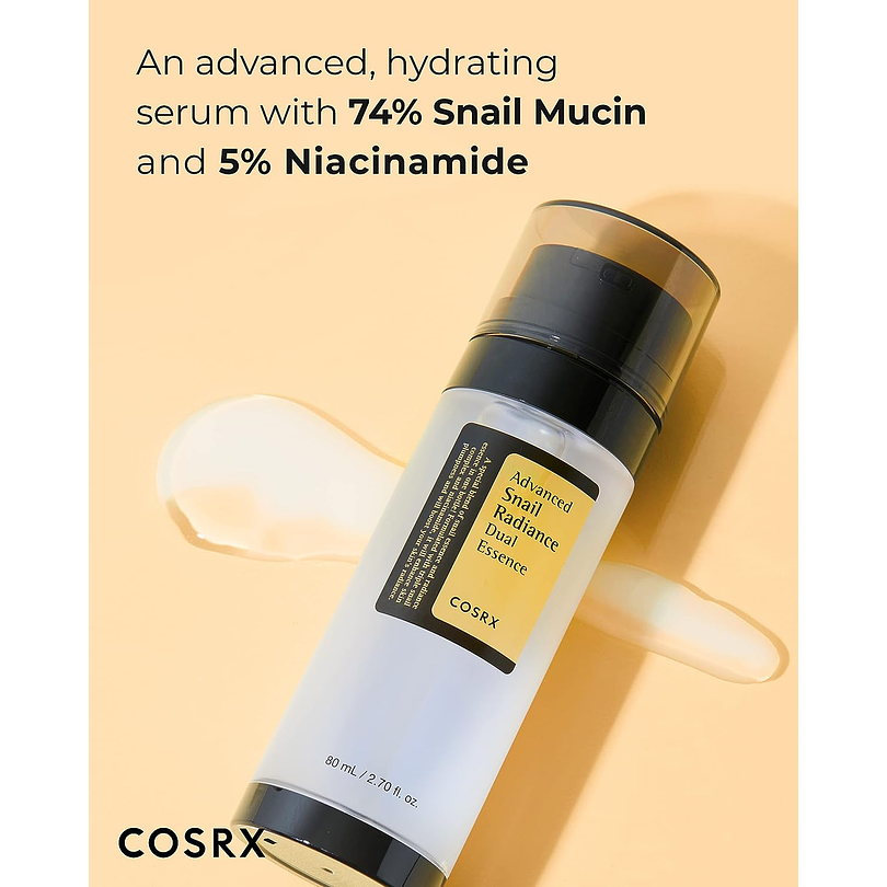 Advanced Snail Radiance Dual Essence (COSRX)  -80ml Esencia aclarante y regeneradora 74% baba de caracol y  5% niacinamida 1