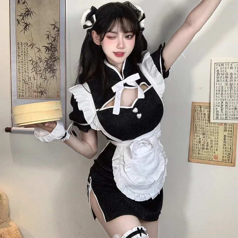 Disfraz Cosplay Halloween Lolita Sirvienta Sexy Maid Adulta talla S 1