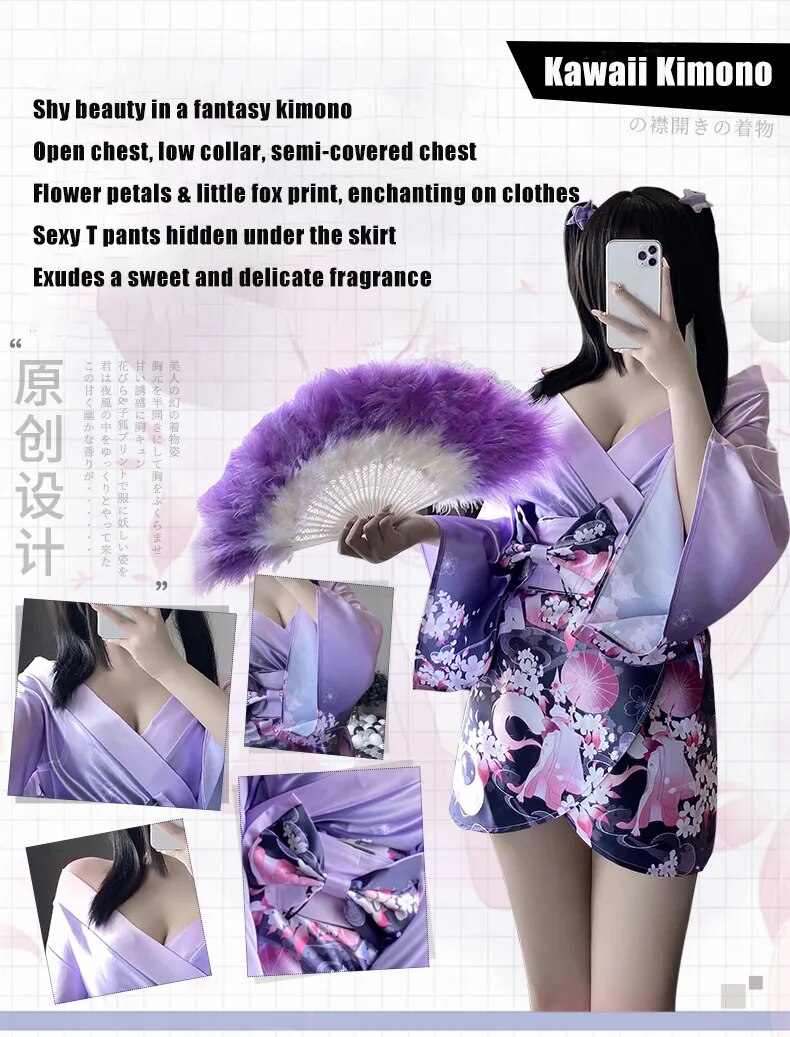Disfraz Halloween Cosplay Kimono Mujer Adulto Talla S