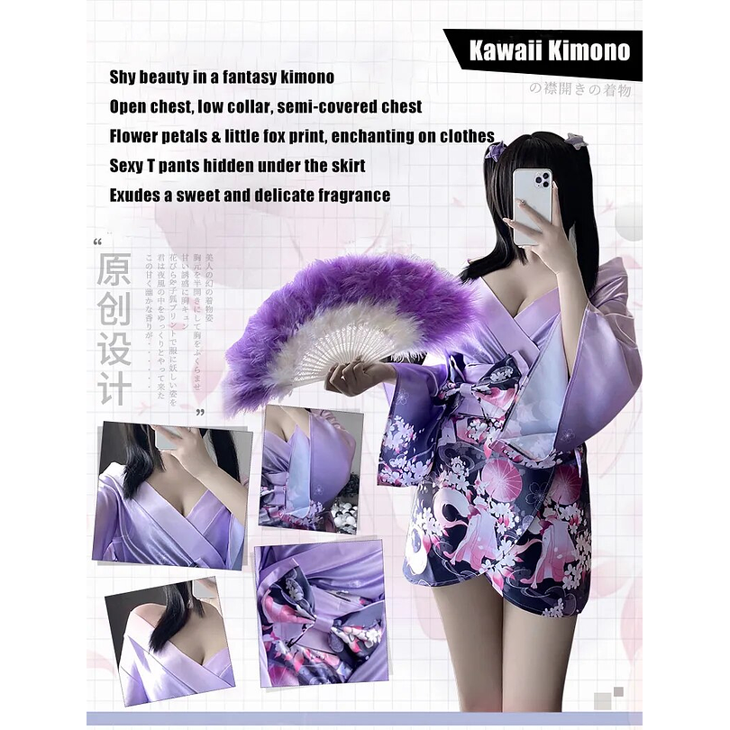 Disfraz Halloween Cosplay Kimono Mujer Adulto Talla S 1
