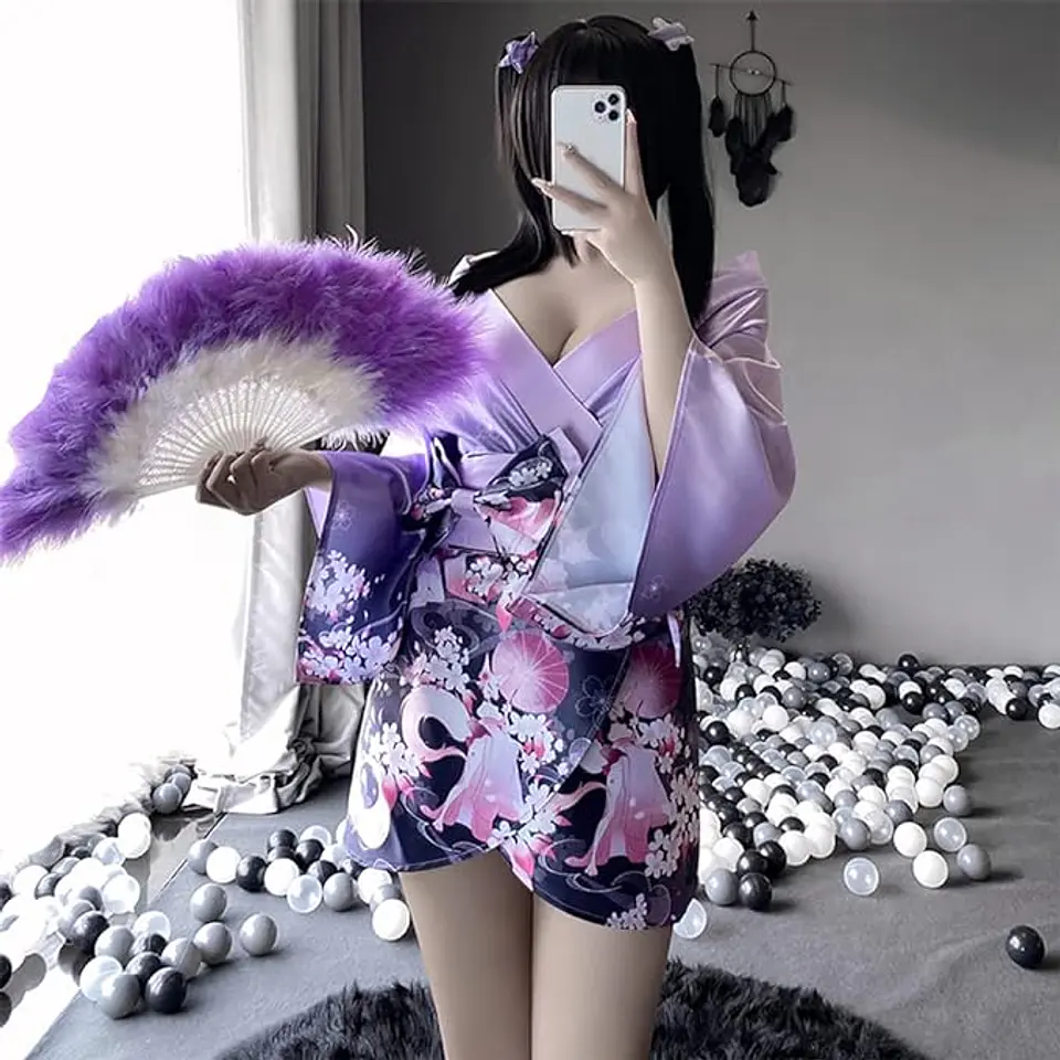 Disfraz Halloween Cosplay Kimono Mujer Adulto Talla S 4