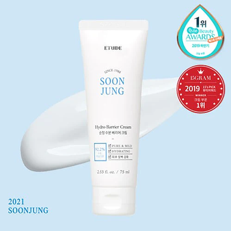 Soon Jung Hydro Barrier Cream (Etude House) -75 ml Crema hidratante pieles sensibles 2