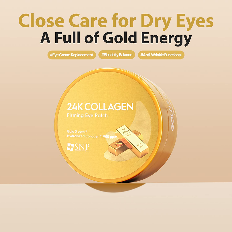 Gold Collagen Firming Eye Patch (SNP) 60 parches de Hidrogel contorno de ojos antiedad desinflamantes 8