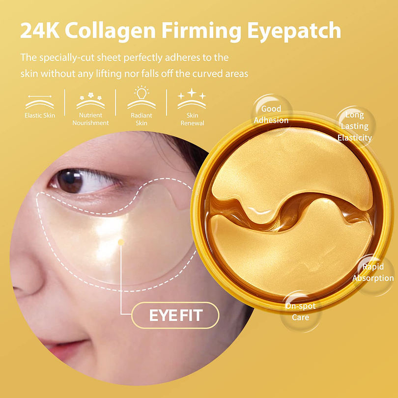 Gold Collagen Firming Eye Patch (SNP) 60 parches de Hidrogel contorno de ojos antiedad desinflamantes 10