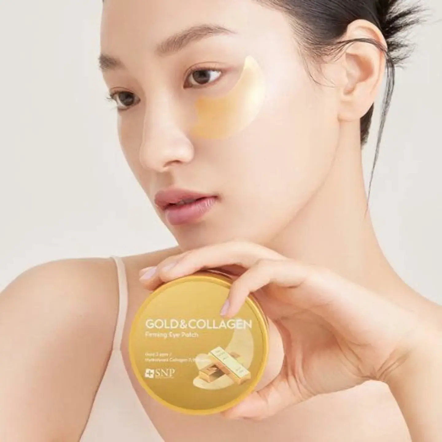 Gold Collagen Firming Eye Patch (SNP) 60 parches de Hidrogel contorno de ojos antiedad desinflamantes 14