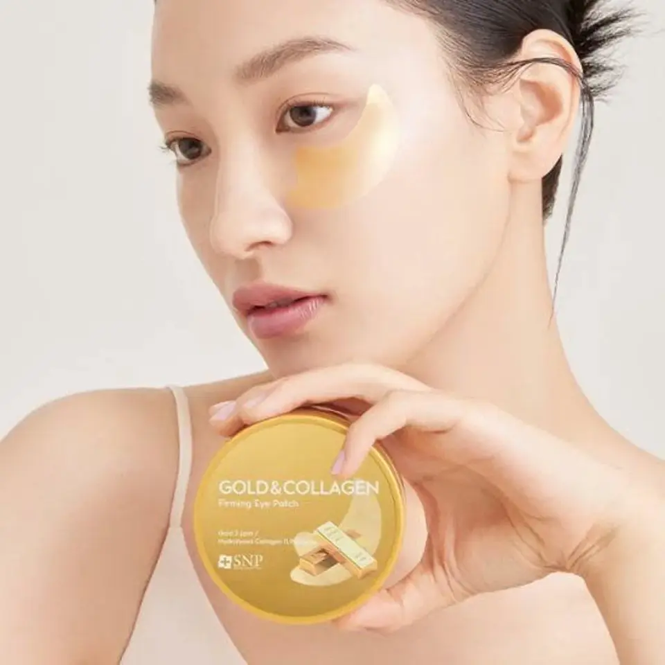 Gold Collagen Firming Eye Patch (SNP) 60 parches de Hidrogel contorno de ojos antiedad desinflamantes 14