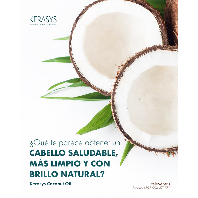 Coconut Oil (Kerasys) - Shampoo o Acondicionador 1 litro c/u con Aceite de Coco Cabello Seco 4