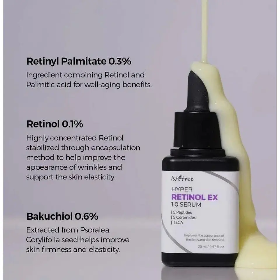 Hyper Retinol EX 1.0 Serum (Isntree) - 20 ml Serum antiedad 0.1% retinol, 0.6% bakuchiol, 0.3% retinilo 4