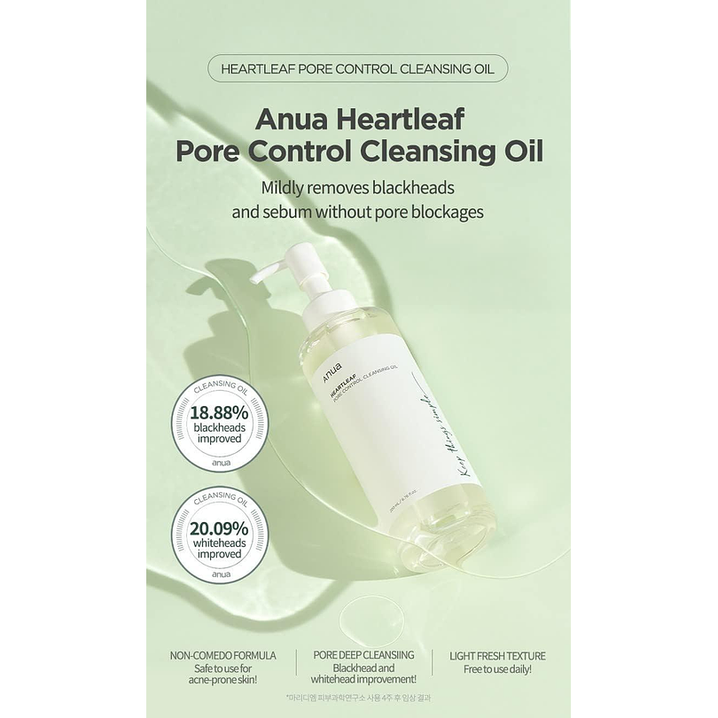  Heartleaf Pore Control Cleansing Oil - 200ml (Anua) -Limpiador oleoso desmaquillante 3