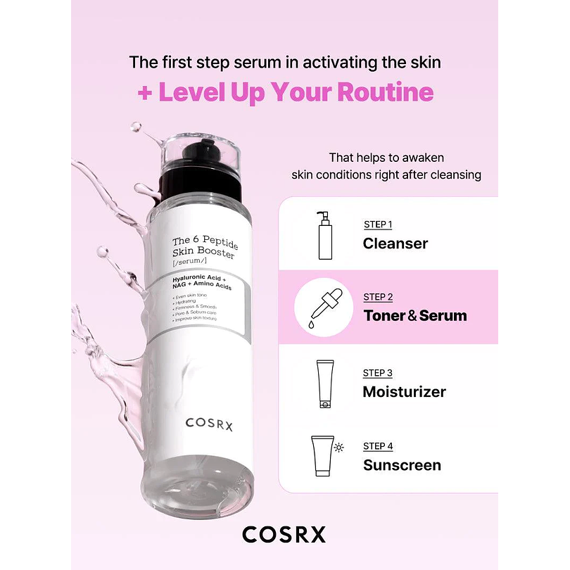 The 6 Peptide Skin Booster Serum (COSRX) -150mlTónico/ serum con complejo de 6 péptidos antiedad 7