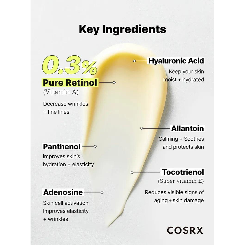 The Retinol 0.3 Cream (COSRX) - 20ml Crema antiedad con retinol al 0,3% 5