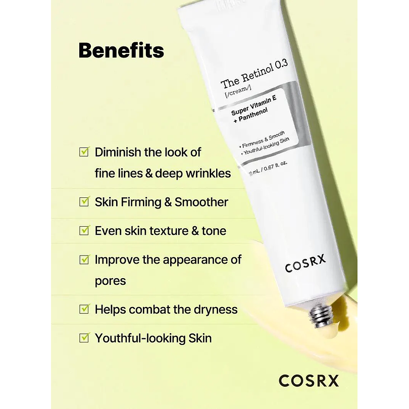 The Retinol 0.3 Cream (COSRX) - 20ml Crema antiedad con retinol al 0,3% 14