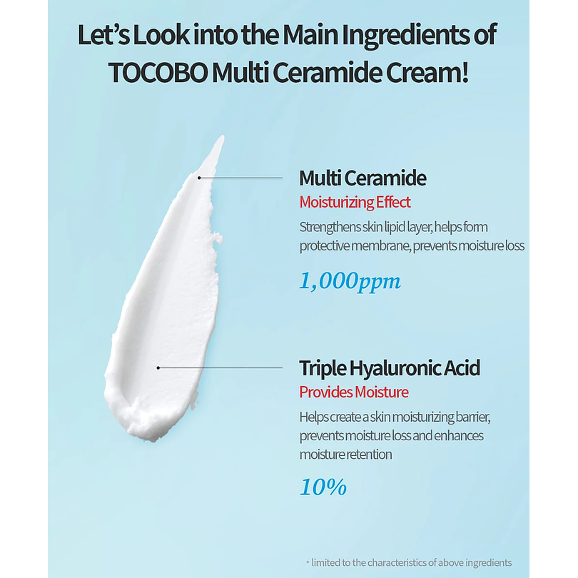 Multi Ceramide Cream 50ml  (Tocobo) - Crema ultra hidratante con ceramidas 6