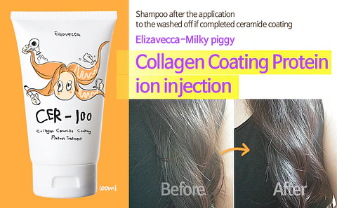 CER-100 Collagen Ceramide Coating Hair Protein Treatment (Elizavecca)- 100ml Tratamiento para cabello reparador
