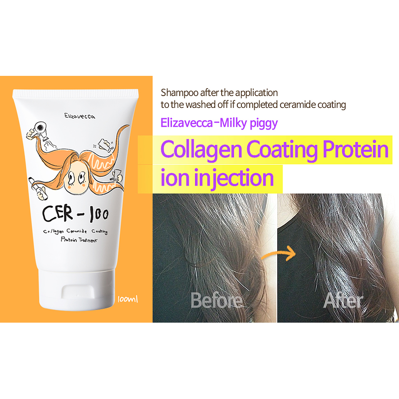 CER-100 Collagen Ceramide Coating Hair Protein Treatment (Elizavecca)- 100ml Tratamiento para cabello c 2