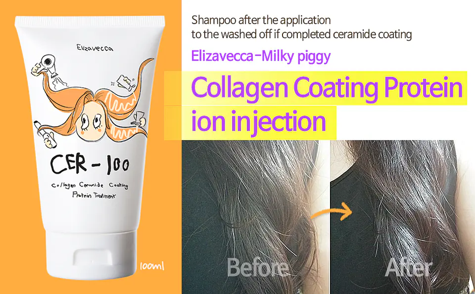 CER-100 Collagen Ceramide Coating Hair Protein Treatment (Elizavecca)- 100ml Tratamiento para cabello reparador 2