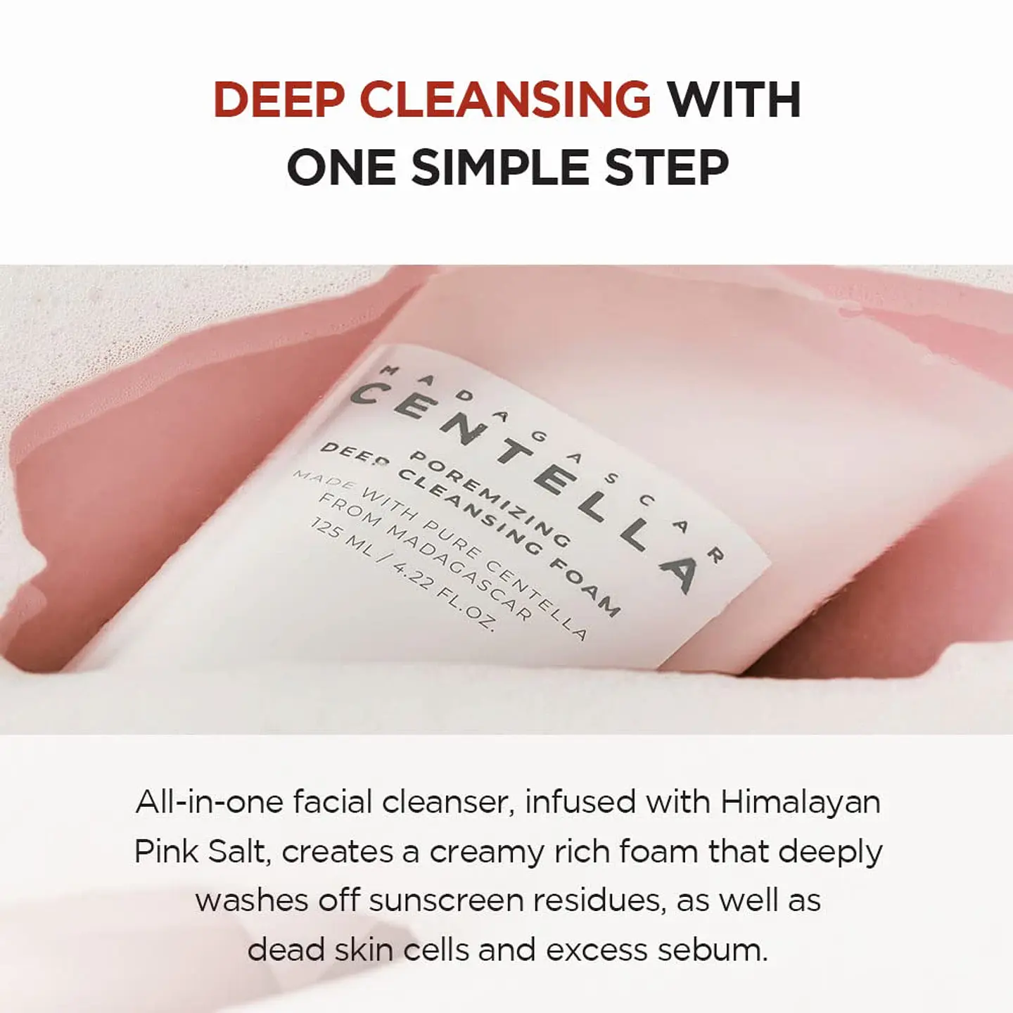 Madagascar Centella Poremizing Deep Cleansing Foam (SKIN1004) - 125ml Espuma limpiadora centella asiática poros dilatados 3