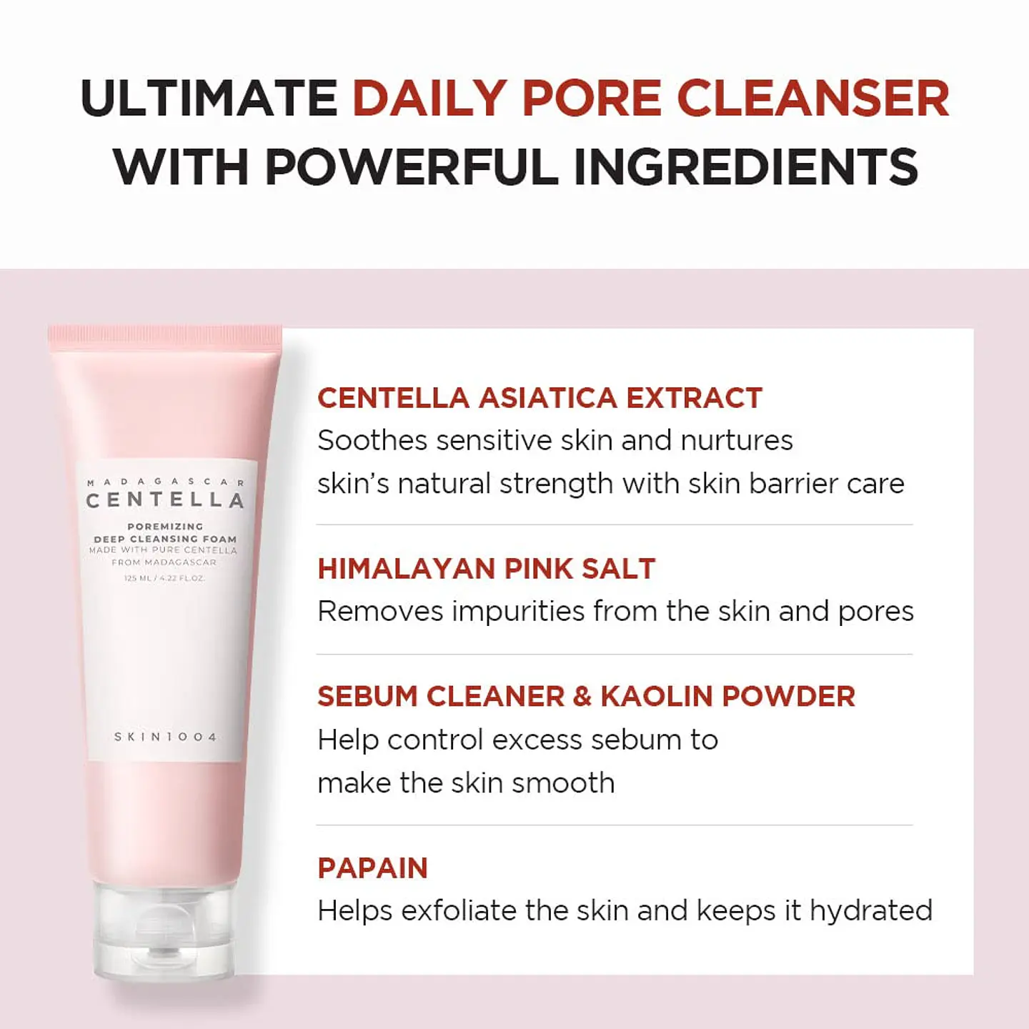 Madagascar Centella Poremizing Deep Cleansing Foam (SKIN1004) - 125ml Espuma limpiadora centella asiática poros dilatados 4
