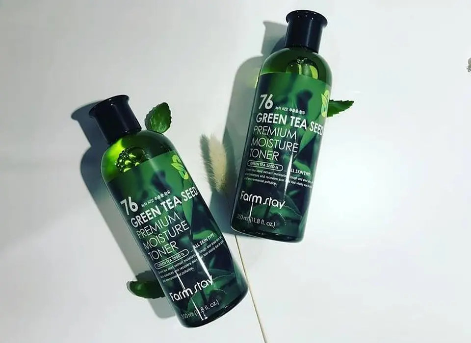 Pack Té Verde Tónico 350ml + Crema 100ml (Farm Stay) Set pieles mixtas con té verde 7