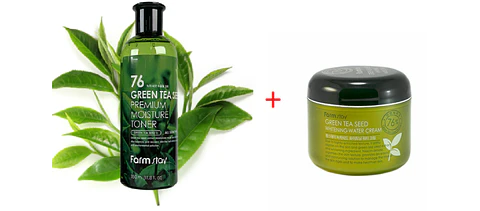 Pack Té Verde Tónico 350ml + Crema 100ml (Farm Stay) Set pieles mixtas con té verde