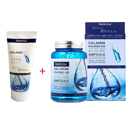 Pack Antiedad Colágeno Espuma Limpiadora 180ml + Serum 250ml (Farm Stay)