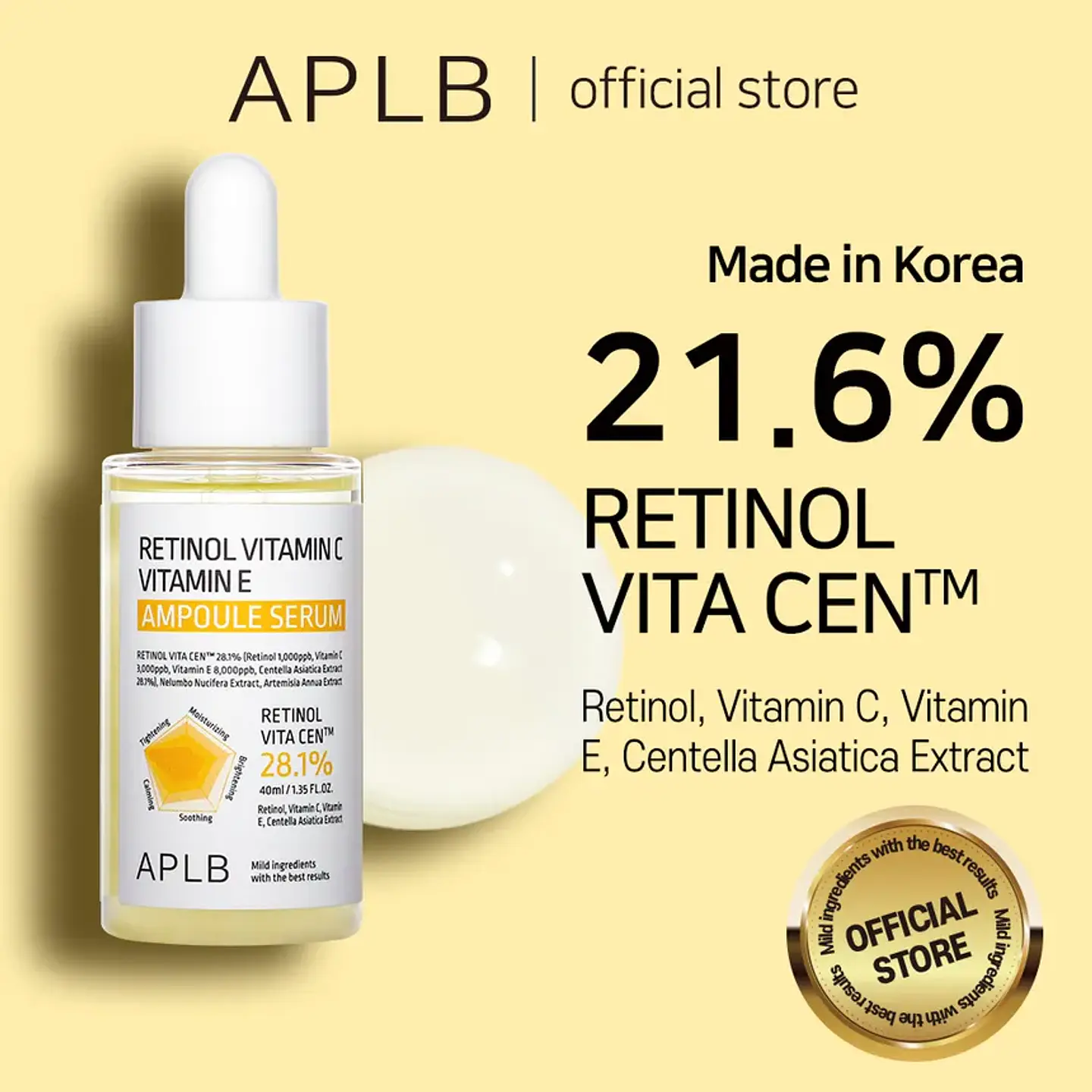 Retinol Vitamin C Vitamin E Ampoule Serum (APLB) - 40ml Serum antiedad multifuncional con Retinol, Vitamina C, Vitamina E y Centella Asiática 1