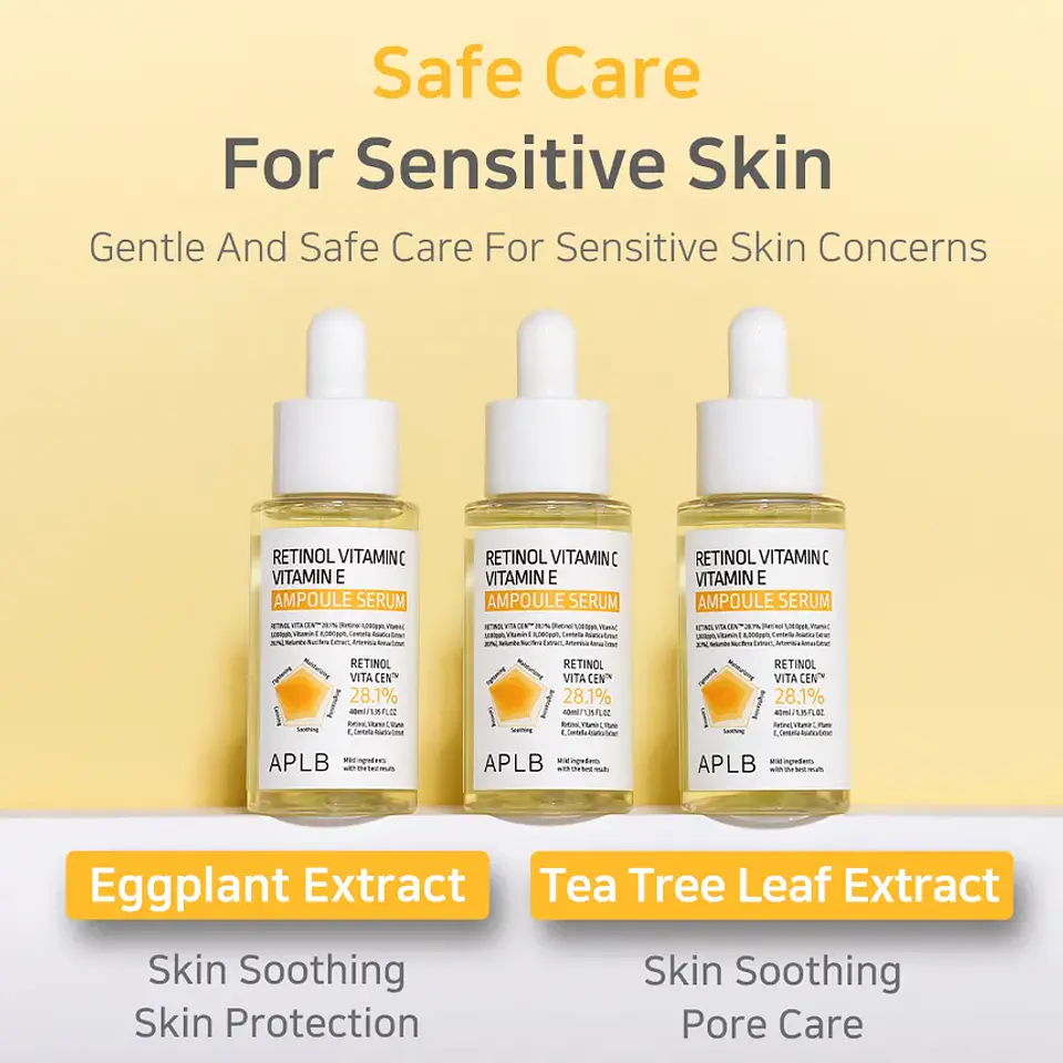 Retinol Vitamin C Vitamin E Ampoule Serum (APLB) - 40ml Serum antiedad multifuncional con Retinol, Vitamina C, Vitamina E y Centella Asiática 2