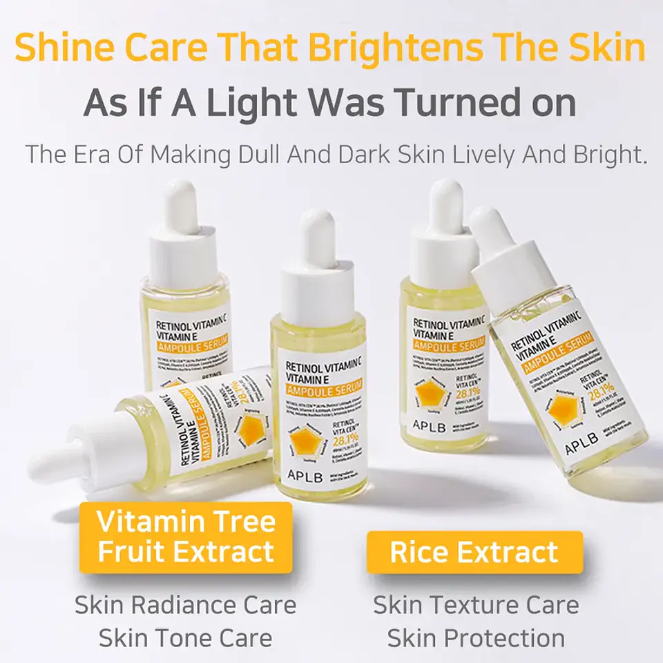 Retinol Vitamin C Vitamin E Ampoule Serum (APLB) - 40ml Serum antiedad multifuncional con Retinol, Vitamina C, Vitamina E y Centella Asiática 6