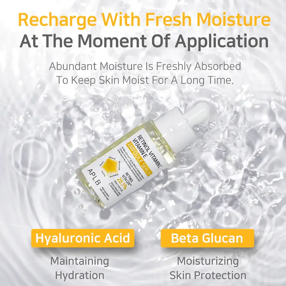 Retinol Vitamin C Vitamin E Ampoule Serum (APLB) - 40ml Serum antiedad multifuncional con Retinol, Vitamina C, Vitamina E y Centella Asiática 7