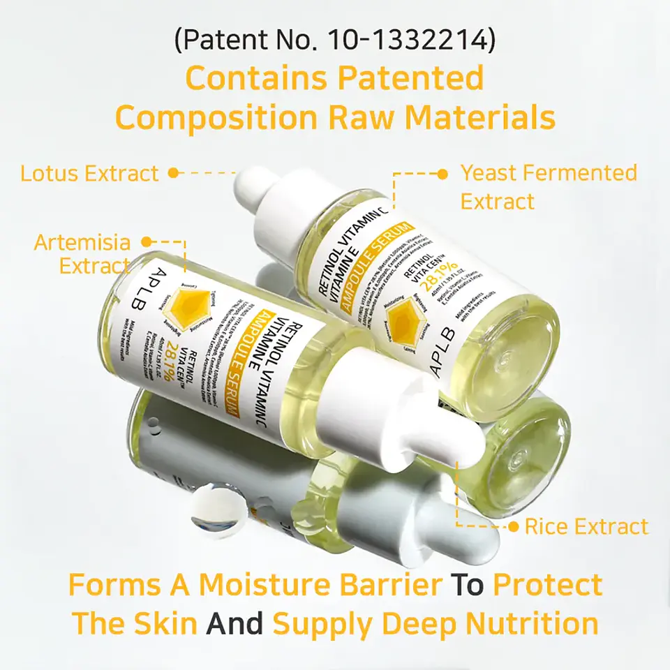 Retinol Vitamin C Vitamin E Ampoule Serum (APLB) - 40ml Serum antiedad multifuncional con Retinol, Vitamina C, Vitamina E y Centella Asiática 8