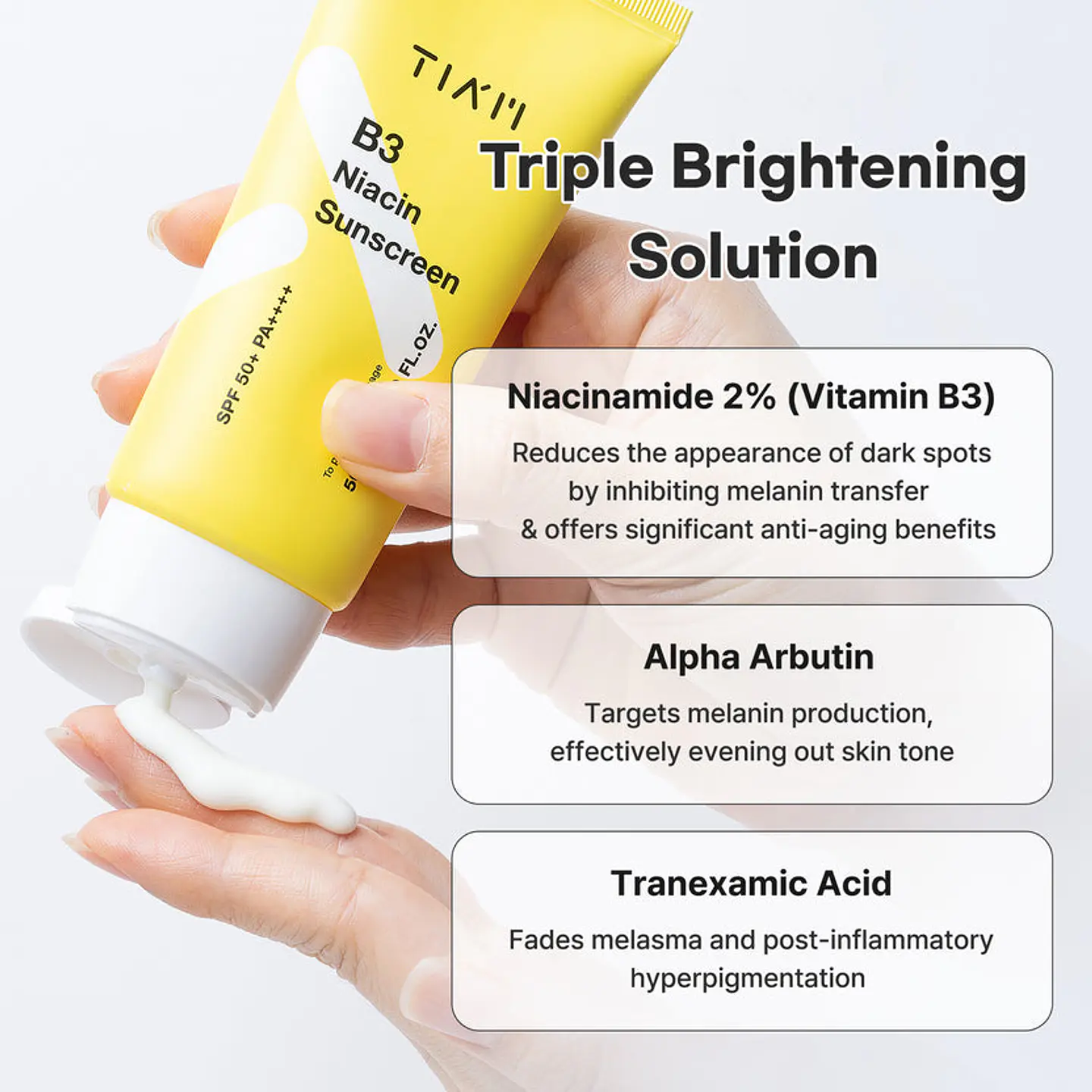 B3 Niacin Sunscreen SPF50+ PA++++ (TIAM) -50ml Protector solar aclarante y antimanchas con niacinamida 7