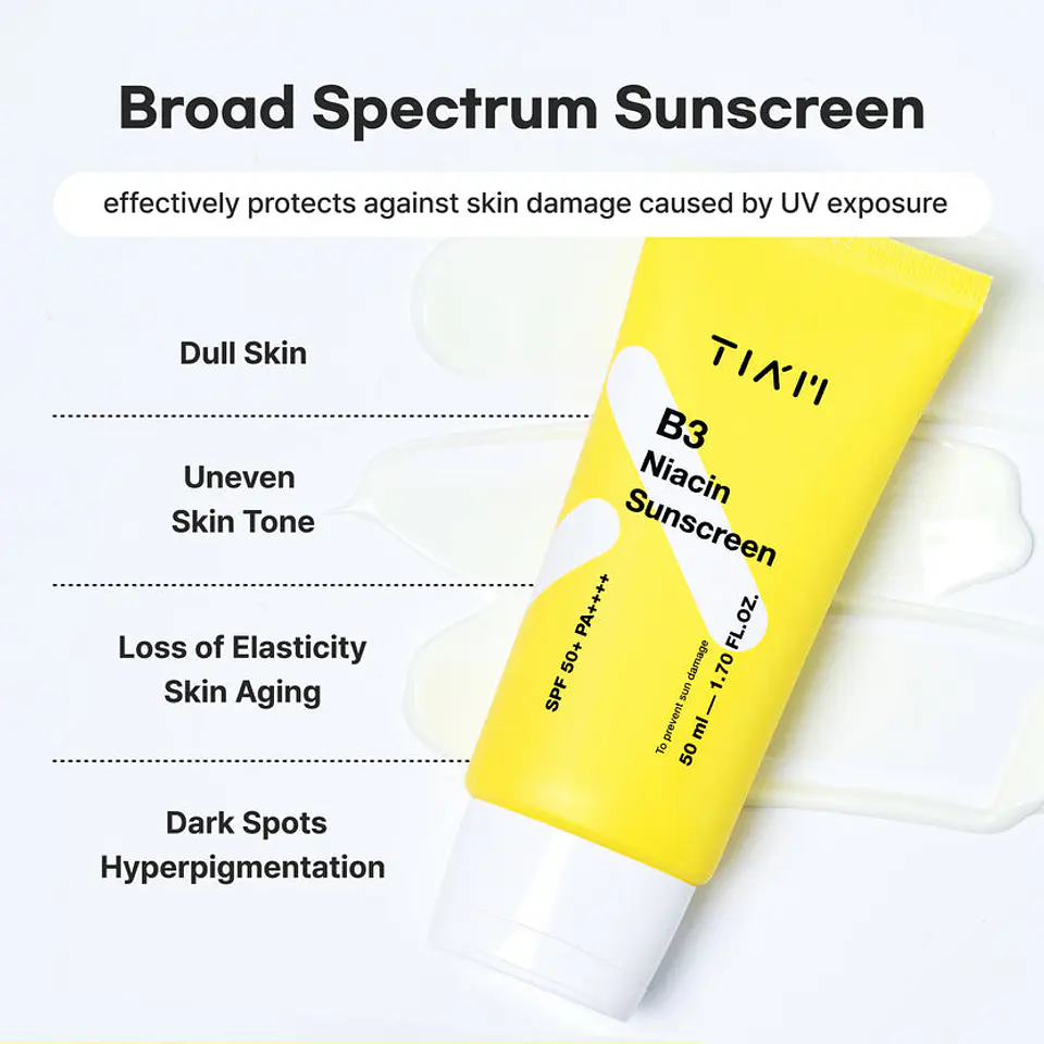 B3 Niacin Sunscreen SPF50+ PA++++ (TIAM) -50ml Protector solar aclarante y antimanchas con niacinamida 11