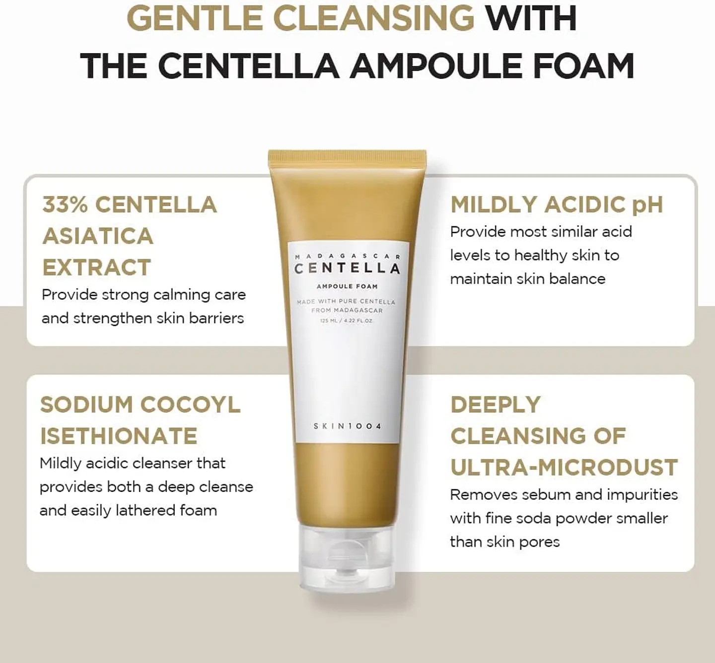 Madagascar Centella Ampoule Foam (SKIN1004) - 125ml Limpiador en espuma calmante pieles sensibles 6