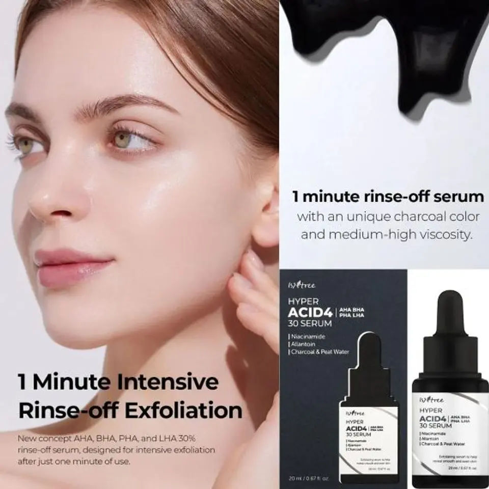 Hyper Acid 4 AHA BHA PHA LHA Serum (Isntree) - 20 ml Serum exfoliante químico 4 tipos de ácidos pieles problemáticas 6
