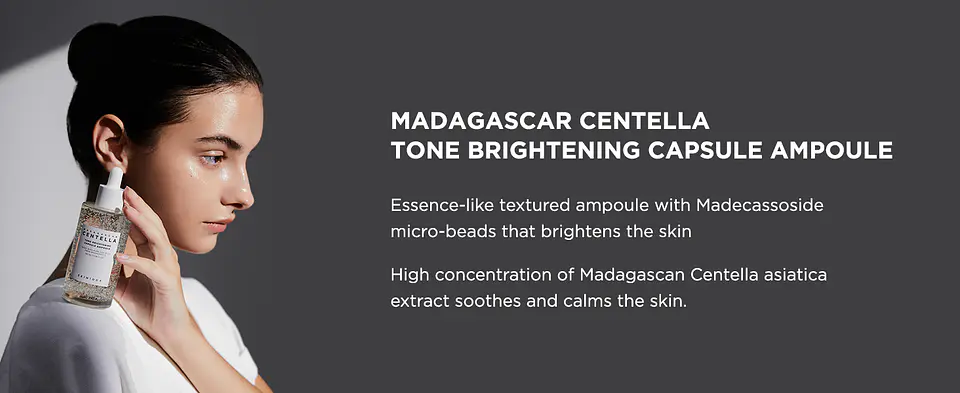 Madagascar Centella Tone Brightening Capsule Ampoule (SKIN1004) - 100ml Serum calmante y aclarante con 77% centella 4% niacinamida y 2% ácido tranexámico 12