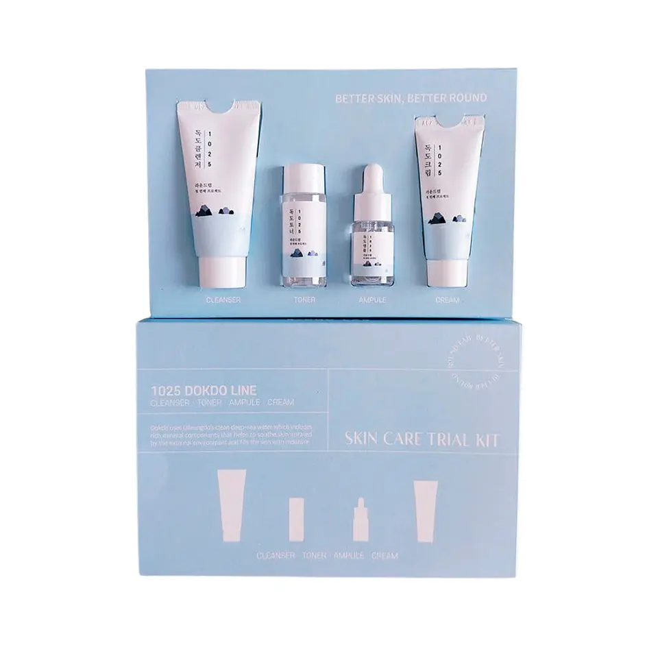 1025 Dokdo Trial Kit (Roundlab) - Set de viaje Limpiador 30ml + Tónico 20ml + Ampoule 10ml + Crema 20ml 1
