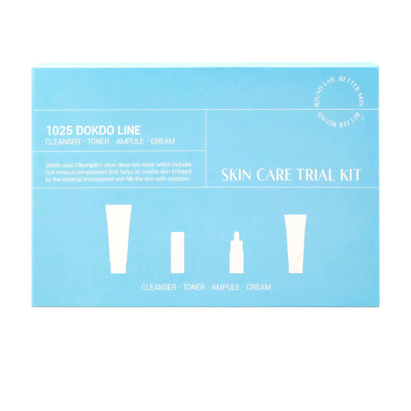 1025 Dokdo Trial Kit (Roundlab) - Set de viaje Limpiador 30ml + Tónico 20ml + Ampoule 10ml + Crema 20ml 2