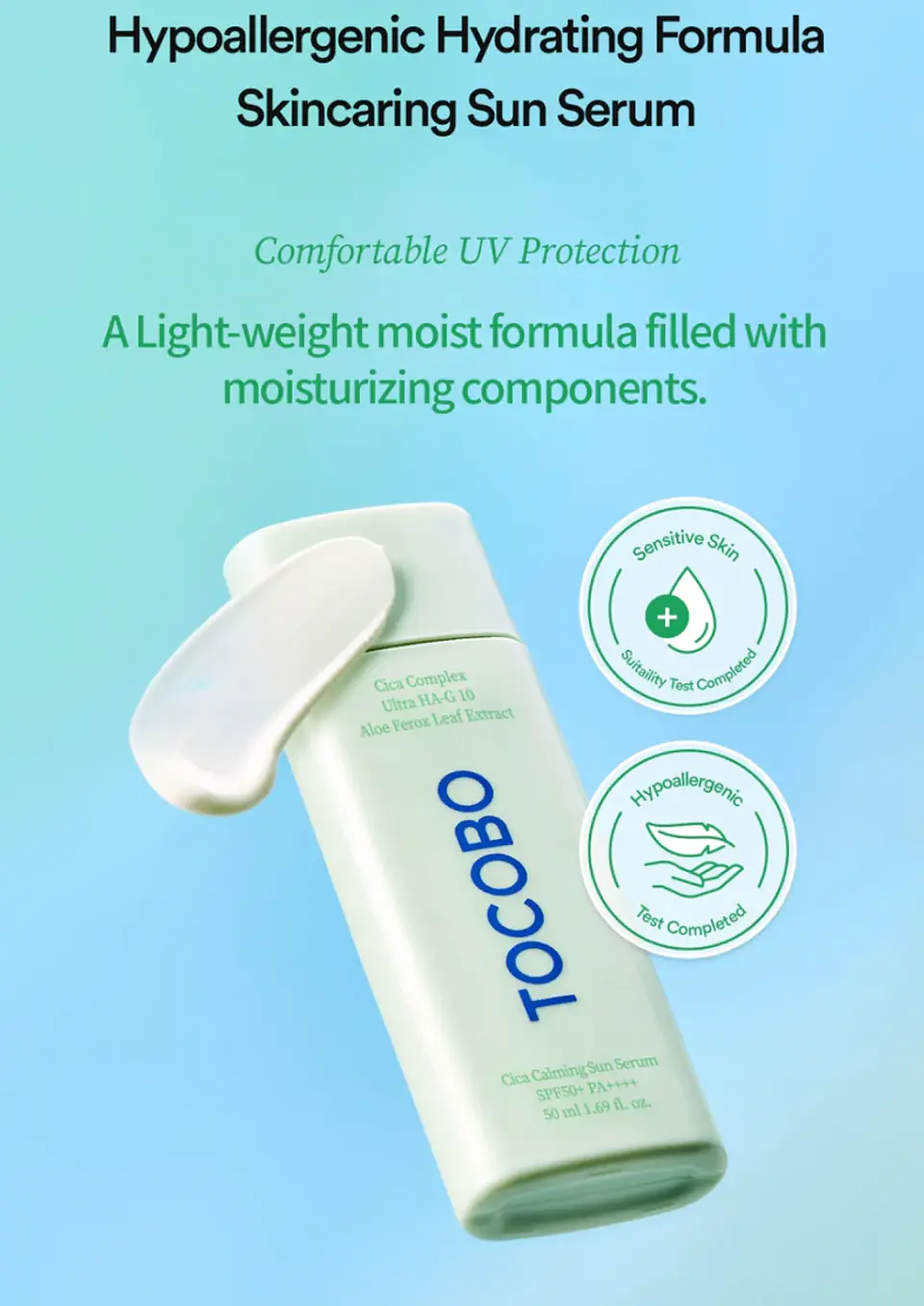 Cica Calming Sun Serum (TOCOBO) -50ml Protector solar con centella asiática 5