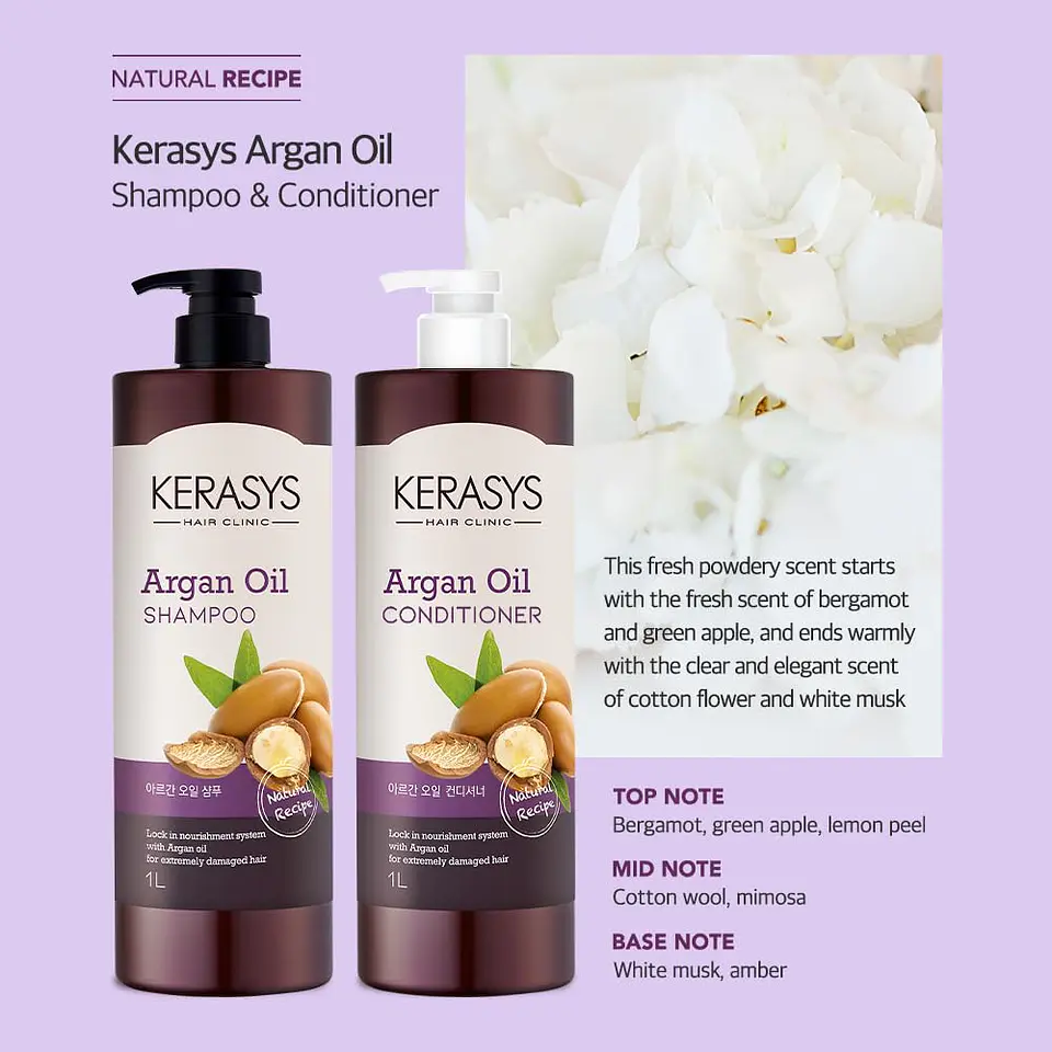 Argan Oil (Kerasys) - Shampoo o Acondicionador 1 litro c/u con Aceite de Argán 1
