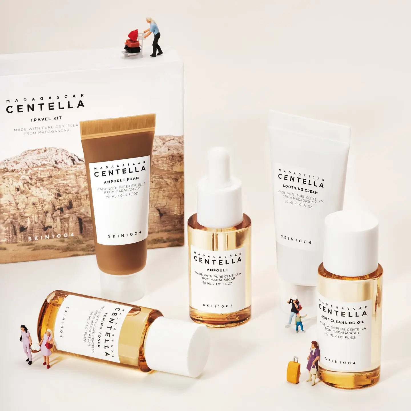 Madagascar Centella Travel Kit (SKIN1004) Set de miniaturas 1 Limpiador oleoso 30ml + 1 Limpiador en espuma 20 ml + 1 Tónico 30ml + 1 Serum 30ml + 1 Crema 30ml 3
